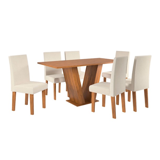 Mesa de Jantar 6 Lugares Venus Marrom/Bege - Panorama Sistemas