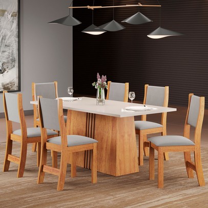 Mesa de Jantar 6 Lugares Off Marrom/Bege - Panorama Sistemas