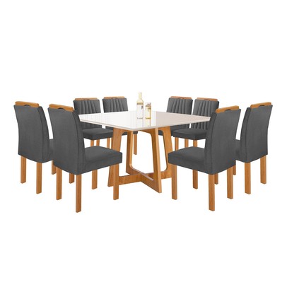 Mesa de Jantar 8 Lugares Ari Grafite - Panorama Sistemas