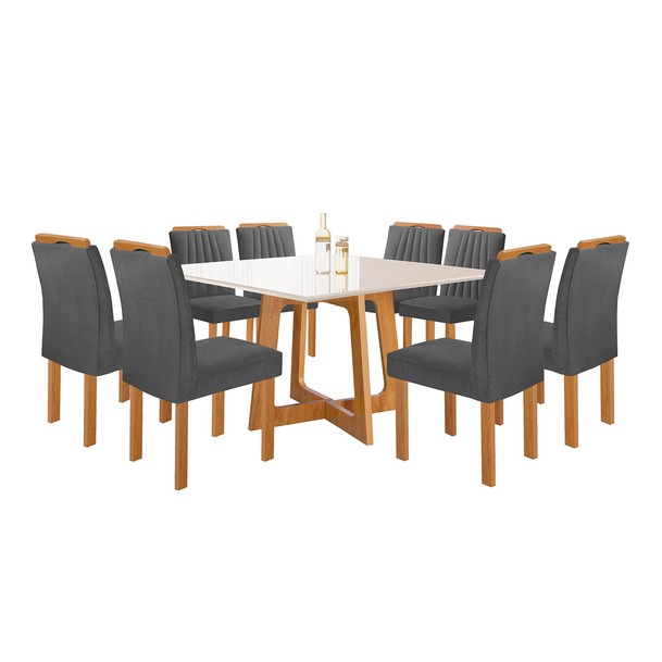Mesa de Jantar 8 Lugares Ari Grafite - Panorama Sistemas