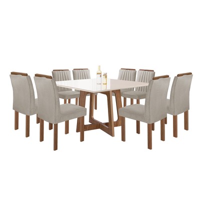 Mesa de Jantar 8 Lugares Ari Marrom/Bege - Panorama Sistemas