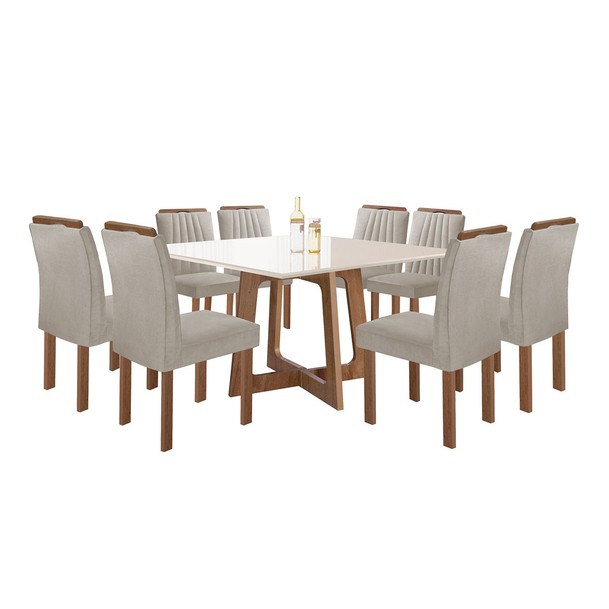 Mesa de Jantar 8 Lugares Ari Marrom/Bege - Panorama Sistemas
