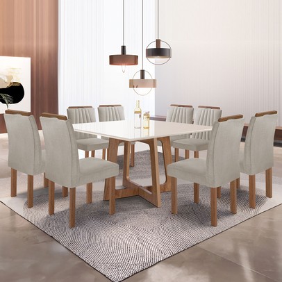 Mesa de Jantar 8 Lugares Ari Marrom/Bege - Panorama Sistemas