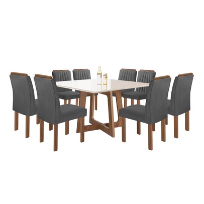 Mesa de Jantar 8 Lugares Ari Marrom/Grafite - Panorama Sistemas