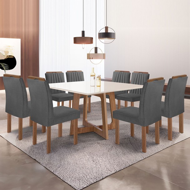 Mesa de Jantar 8 Lugares Ari Marrom/Grafite - Panorama Sistemas