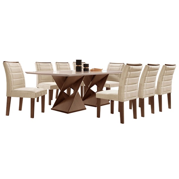 Mesa de Jantar 8 Lugares Genoa Marrom - Panorama Sistemas