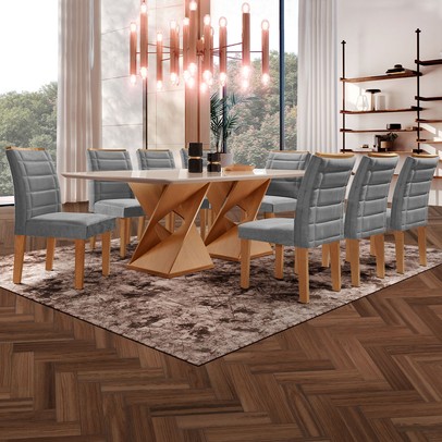 Mesa de Jantar 8 Lugares Genoa Grafite - Panorama Sistemas