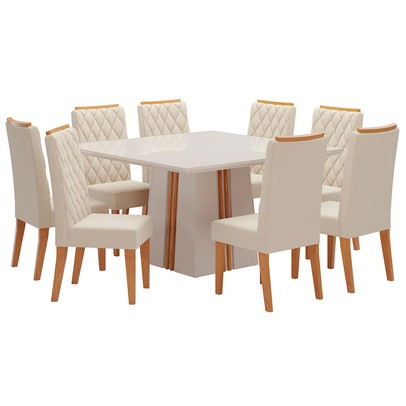 Mesa de Jantar 8 Lugares Perla Marrom/Bege - Panorama Sistemas