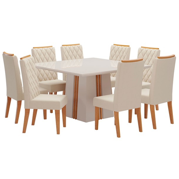 Mesa de Jantar 8 Lugares Perla Marrom/Bege - Panorama Sistemas