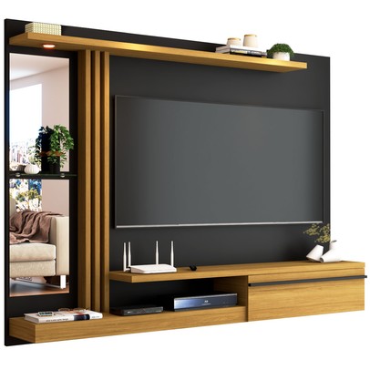 Painel para TV 55 Polegadas Led 1 Porta Preto - Panorama Sistemas
