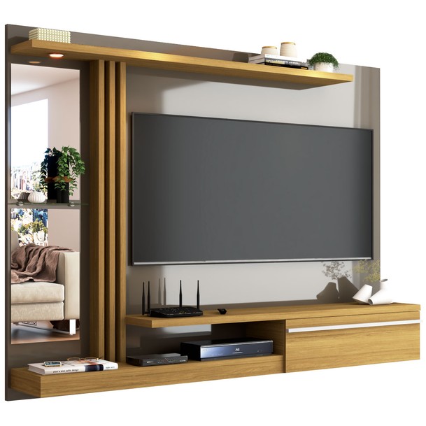 Painel para TV 55 Polegadas Led 1 Porta Marrom/Grafite - Panorama Sistemas
