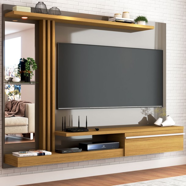 Painel para TV 55 Polegadas Led 1 Porta Marrom/Grafite - Panorama Sistemas