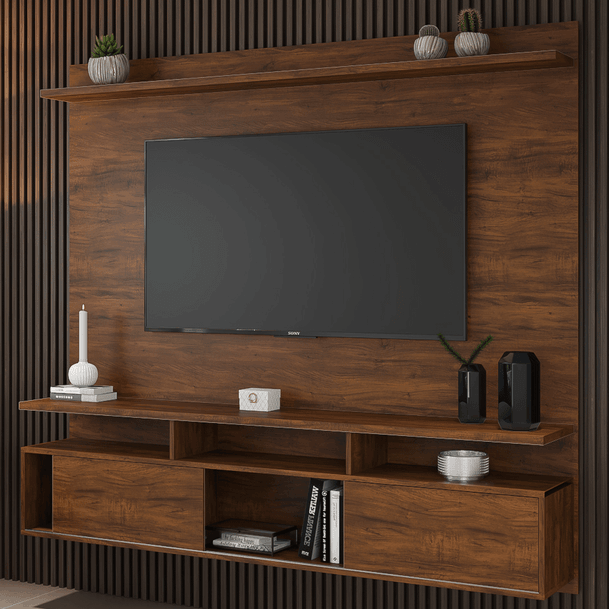 Painel para TV 48 Polegadas 2 Portas Marrom - Panorama Sistemas