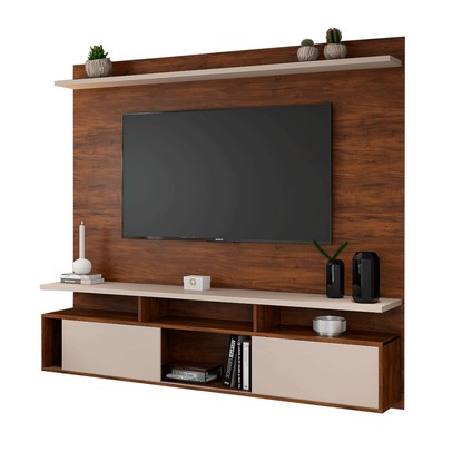 Painel para TV 48 Polegadas 2 Portas Marrom/Bege - Panorama Sistemas