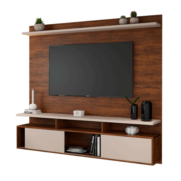 Painel para TV 48 Polegadas 2 Portas Marrom/Bege - Panorama Sistemas