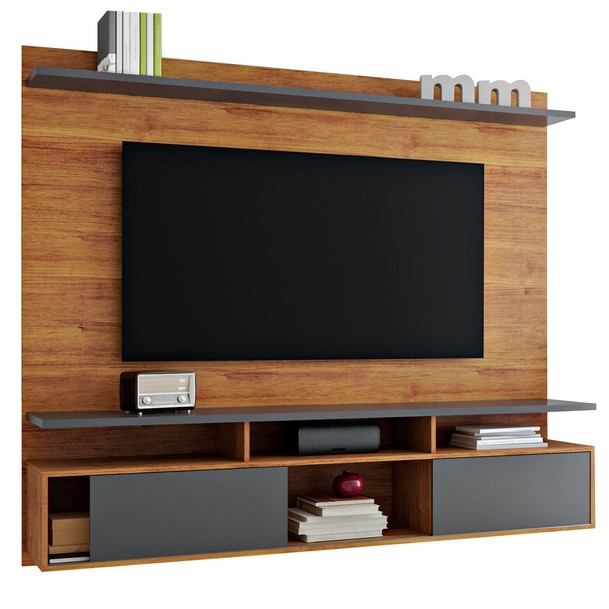 Painel para TV 48 Polegadas 2 Portas Marrom/Grafite - Panorama Sistemas