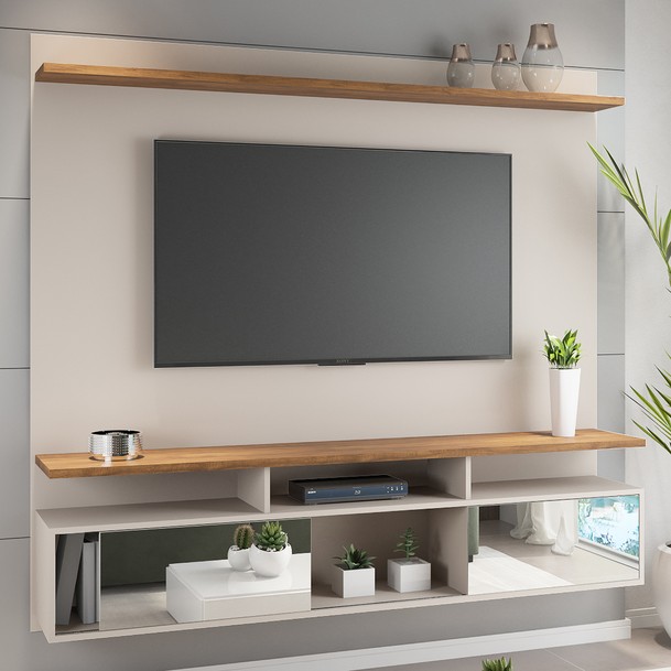 Painel para TV 55 Polegadas 2 Portas Bege - Panorama Sistemas