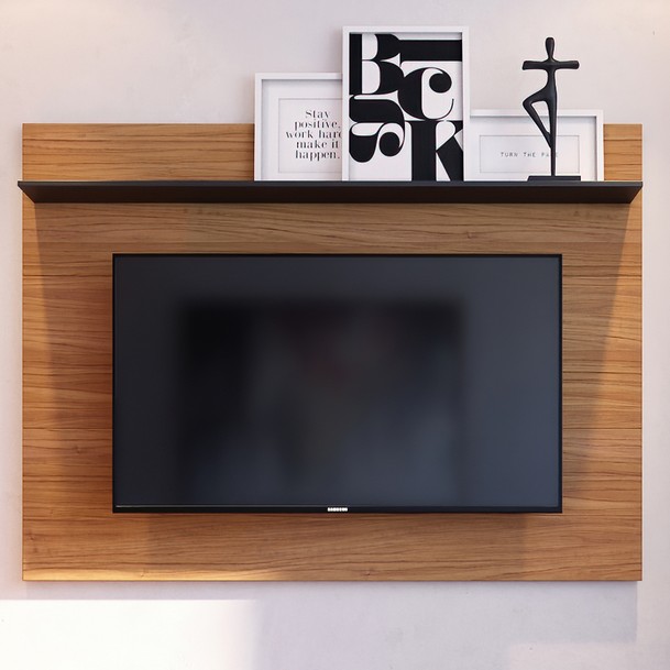 Painel para TV 32 Polegadas 1 Prateleira Marrom/Preto - Panorama Sistemas