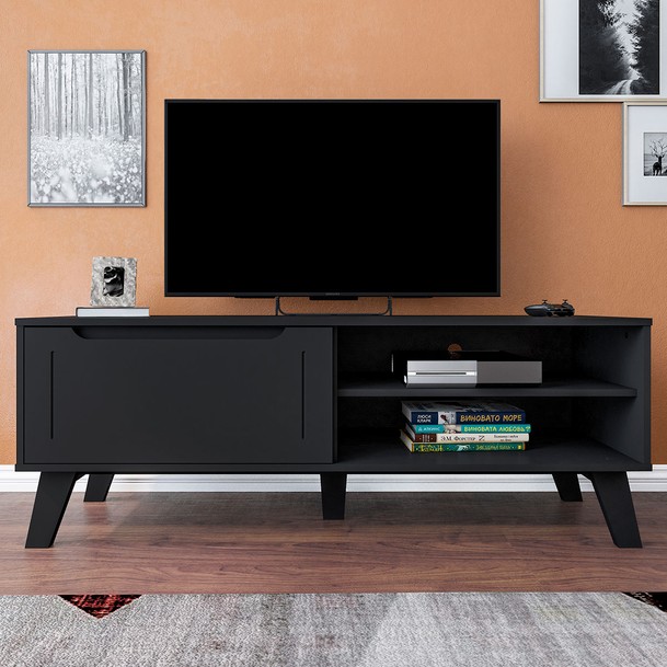 Rack para TV 55 Polegadas 1 Porta Preto - Panorama Sistemas