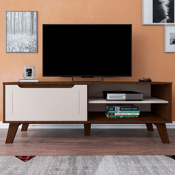 Rack para TV 55 Polegadas 1 Porta Marrom/Bege - Panorama Sistemas