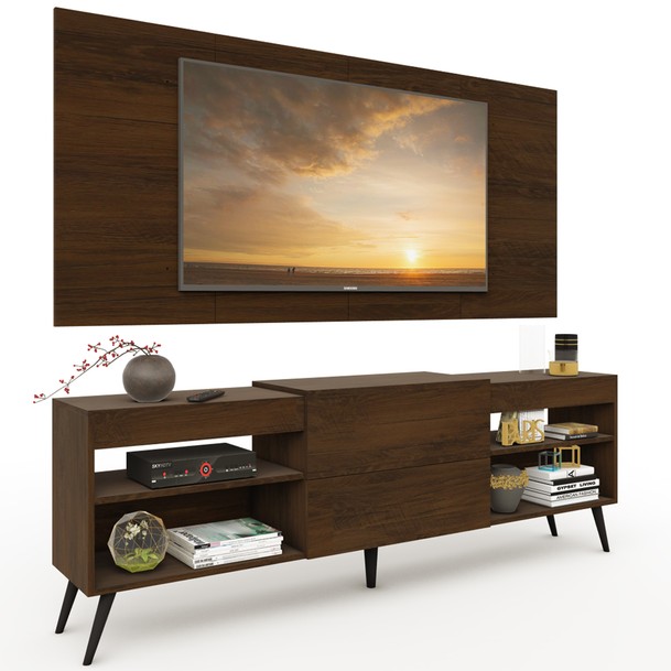 Rack com Painel para TV 32 Polegadas 1 Porta Marrom - Panorama Sistemas