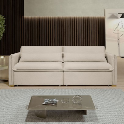 Sofá 3 Lugares Aurora Bege - Panorama Sistemas