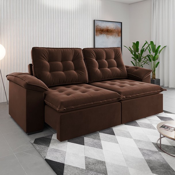 Sofá 4 Lugares Moza Marrom - Panorama Sistemas