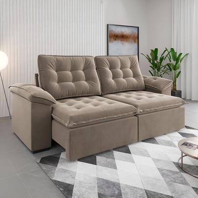 Sofá 4 Lugares Moza Bege - Panorama Sistemas