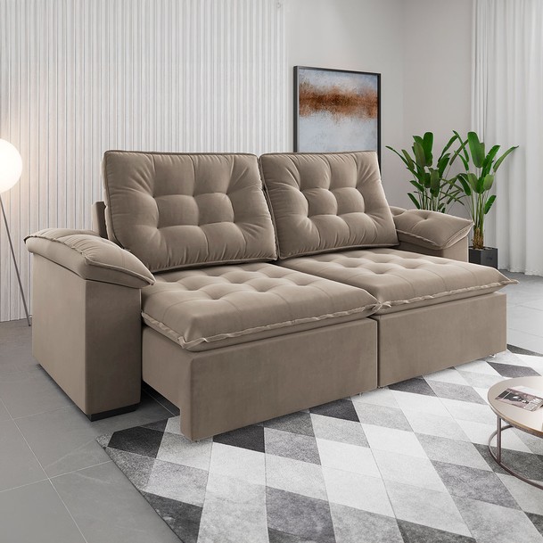 Sofá 4 Lugares Moza Bege - Panorama Sistemas