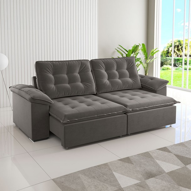 Sofá 4 Lugares Moza Grafite - Panorama Sistemas