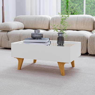 Mesa de Centro 1 Gaveta Branco - Panorama Sistemas