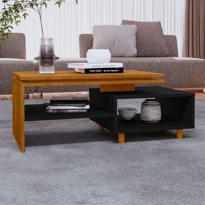 Mesa de Centro 1 Prateleira Marrom/Preto - Panorama Sistemas