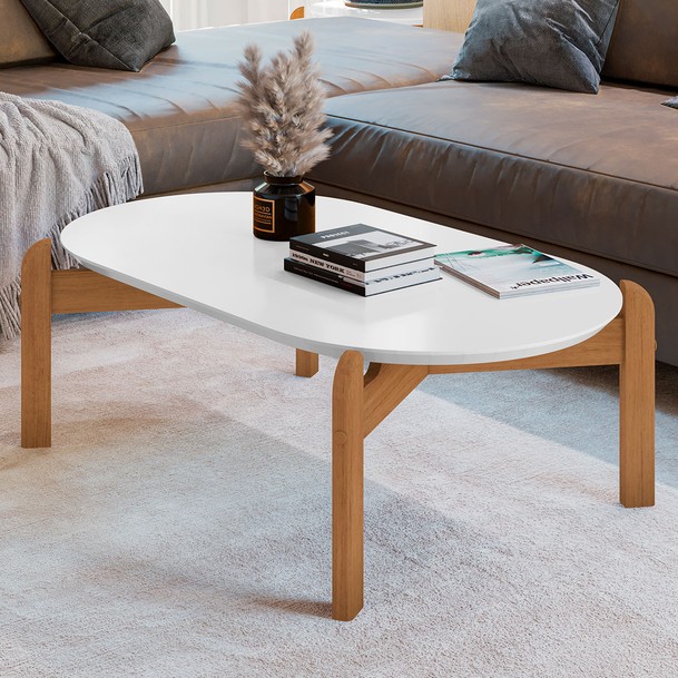 Mesa de Centro Liz Marrom/Branco - Panorama Sistemas