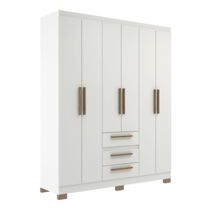 Guarda Roupa Casal 6 Portas 3 Gavetas Branco - Panorama Sistemas