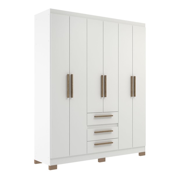 Guarda Roupa Casal 6 Portas 3 Gavetas Branco - Panorama Sistemas