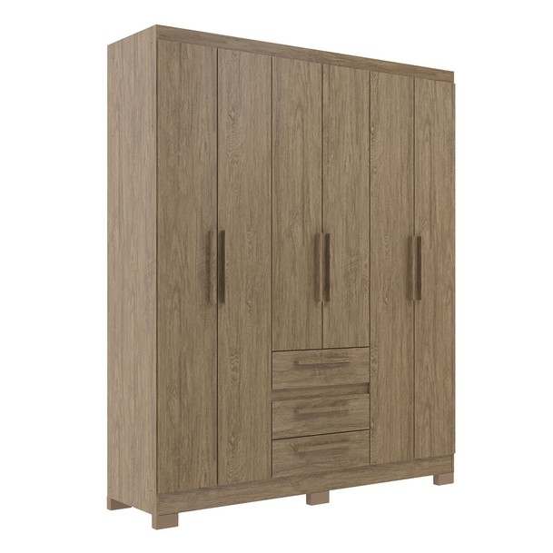 Guarda Roupa Casal 6 Portas 3 Gavetas Marrom - Panorama Sistemas