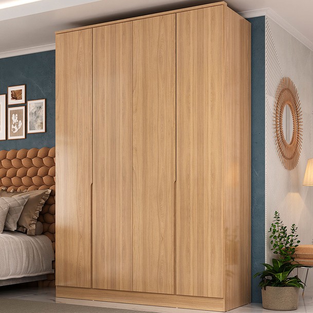 Guarda Roupa Solteiro 4 Portas 2 Gavetas Marrom - Panorama Sistemas