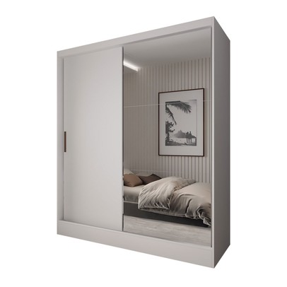 Guarda Roupa Solteiro 2 Portas 2 Gavetas Espelho Branco - Panorama Sistemas