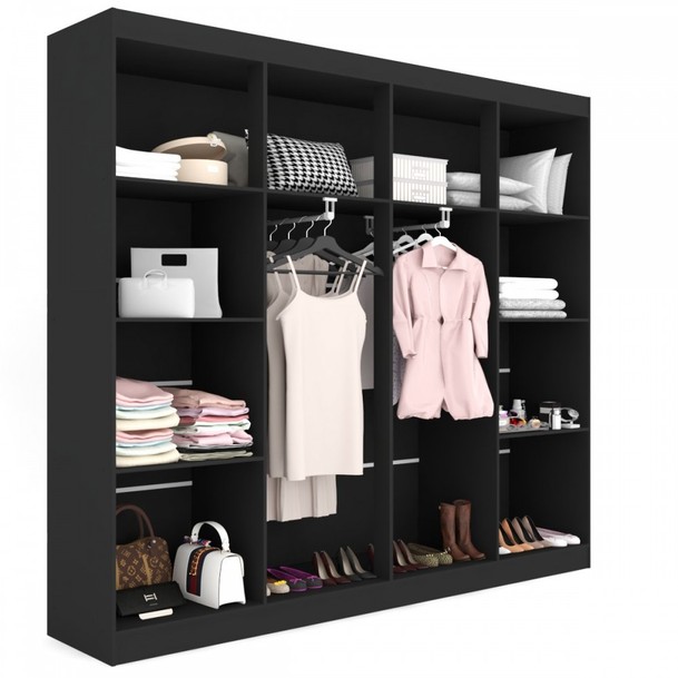 Closet Casal 16 Prateleiras 4 Cabideiros Preto - Panorama Sistemas