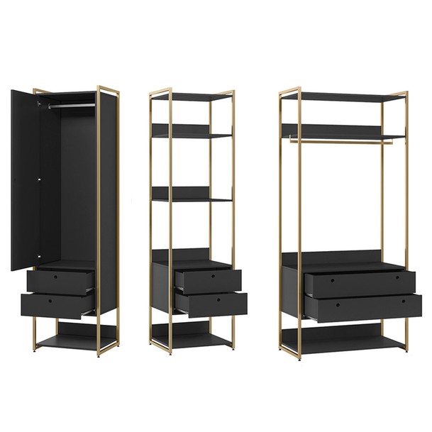 Closet Industrial 1 Porta 6 Gavetas Grafite - Panorama Sistemas