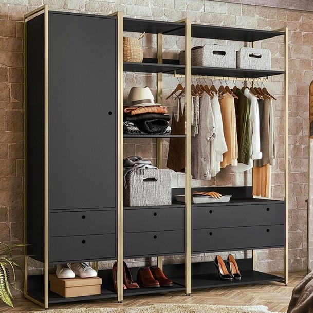 Closet Industrial 1 Porta 6 Gavetas Grafite - Panorama Sistemas