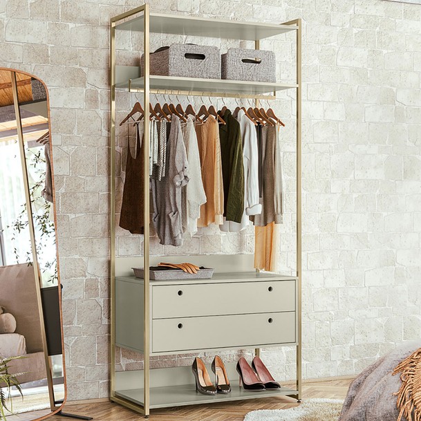 Closet Industrial 2 Gavetas 1 Cabideiro Bege - Panorama Sistemas