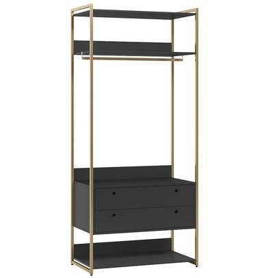 Closet Industrial 2 Gavetas 1 Cabideiro Grafite - Panorama Sistemas