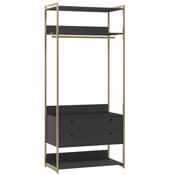 Closet Industrial 2 Gavetas 1 Cabideiro Grafite - Panorama Sistemas