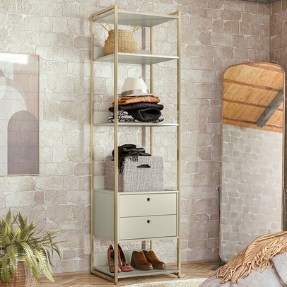Closet Industrial 2 Gavetas 4 Prateleiras Bege - Panorama Sistemas