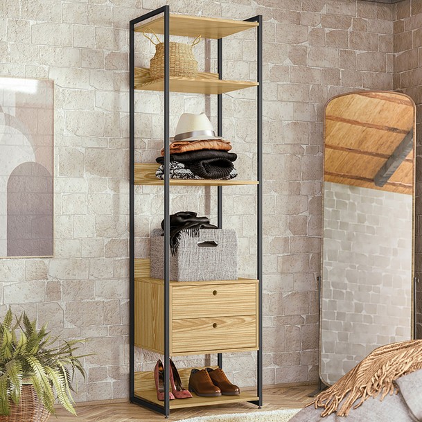Closet Industrial 2 Gavetas 4 Prateleiras Marrom - Panorama Sistemas