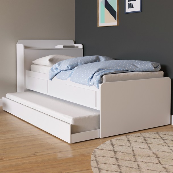 Cama Solteiro 2 Gavetas Branco - Panorama Sistemas