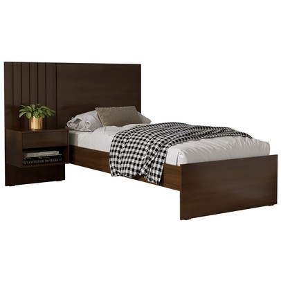 Cama Solteiro Mesa de Cabeceira Marrom - Panorama Sistemas