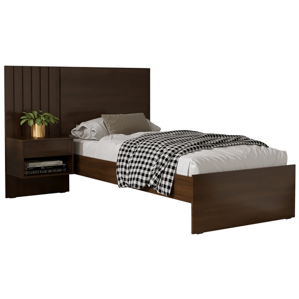 Cama Solteiro Mesa de Cabeceira Marrom - Panorama Sistemas