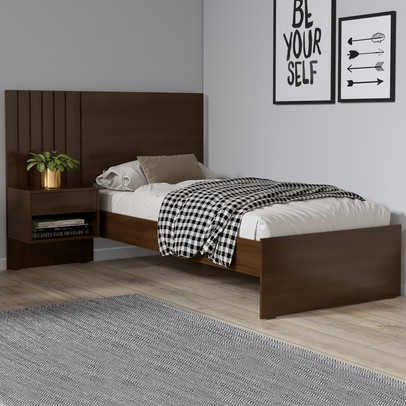 Cama Solteiro Mesa de Cabeceira Marrom - Panorama Sistemas